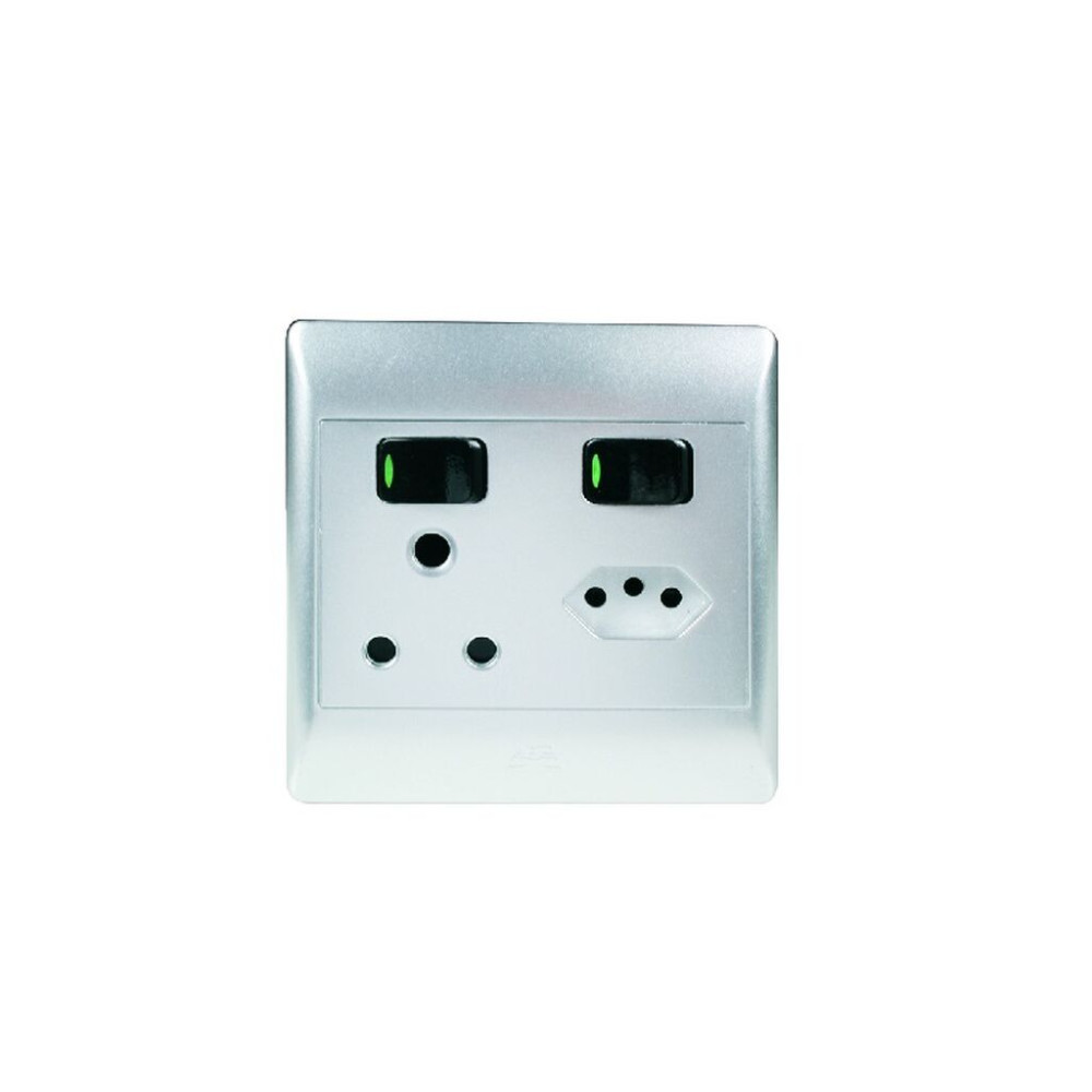 1x16A+Euro Switched Socket Silver 4X4
