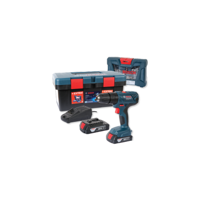 18V Li-Ion Cordless Impact Drill Kit With 2 X 1.5Ah Batteries